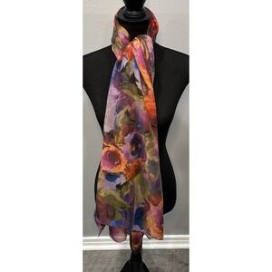 Fashionable Rose Print Scarf Red Violet Purple Rectangle Lightweight Versatile